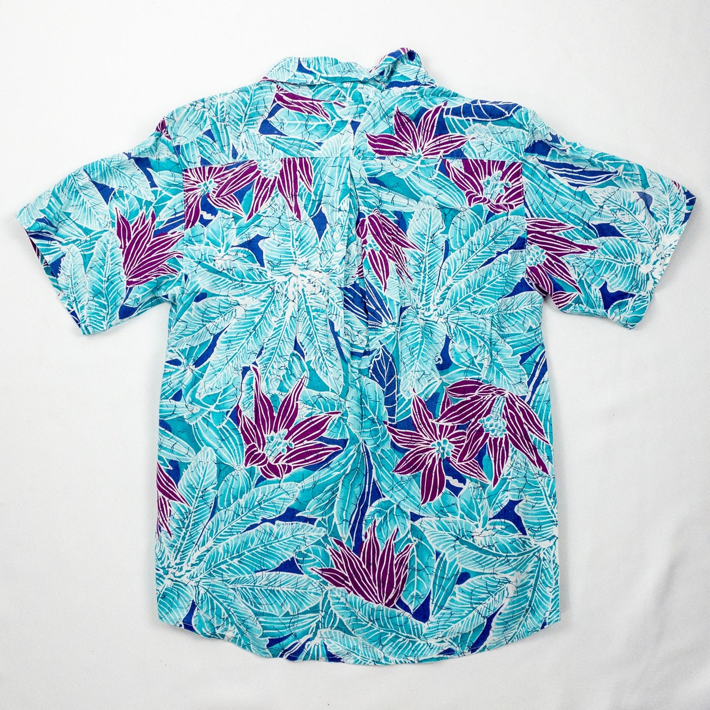 Sandra Ingrish Sport Vintage Hawaiian Blue Purple Shirt Womans Small Unisex