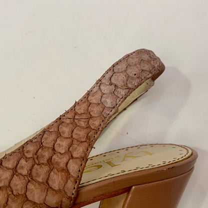Richard Tyler Vintage Riesling Brown Snake Skin Glam High Heel Shoes Womens 7.5