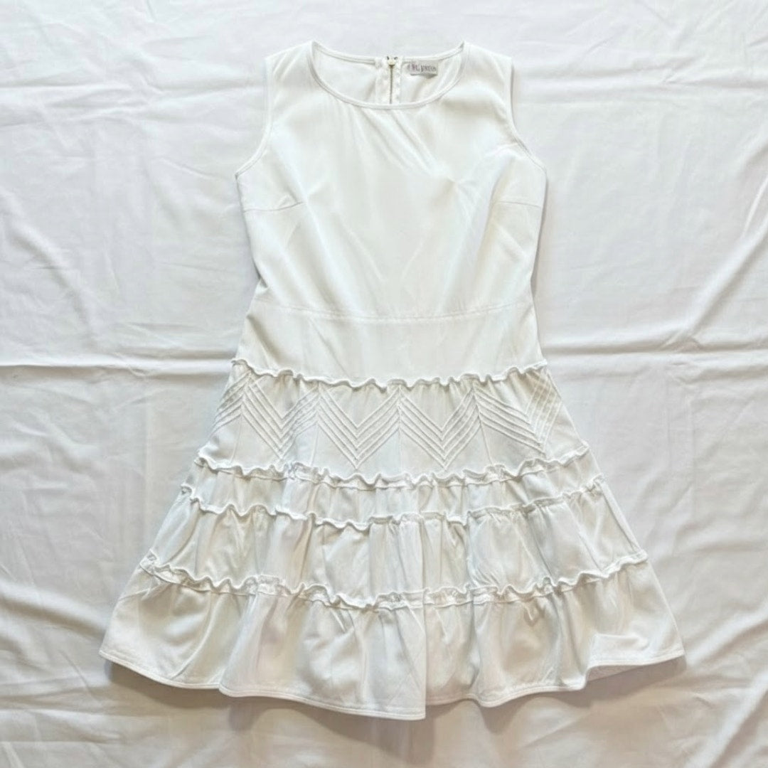 Red Valentino White Tiered Ruffle Fit & Flare Dress Womens 10
