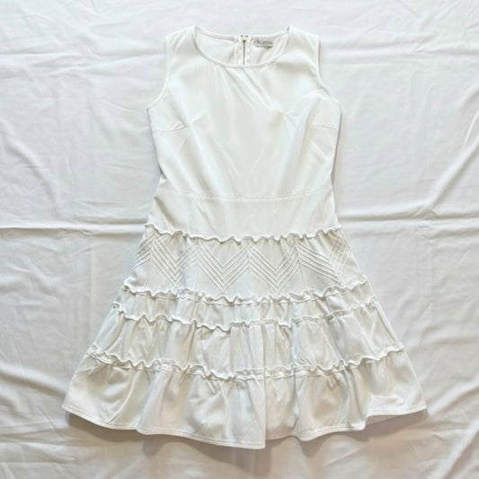 Red Valentino White Tiered Ruffle Fit & Flare Dress Womens 10