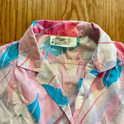 Hilo Hattie Vintage Pink Floral Cap Sleeve Hawaiian Shirt Womens Medium