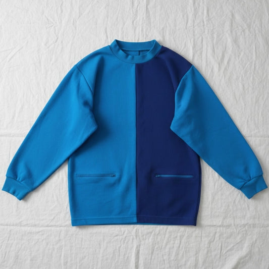 Koret Petites Vintage Blue Ribbed Colorblock Sweater Womens Small