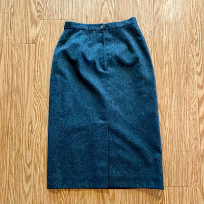 Ralph Lauren Vintage Gray Wool Midi Pencil Skirt Womens 8