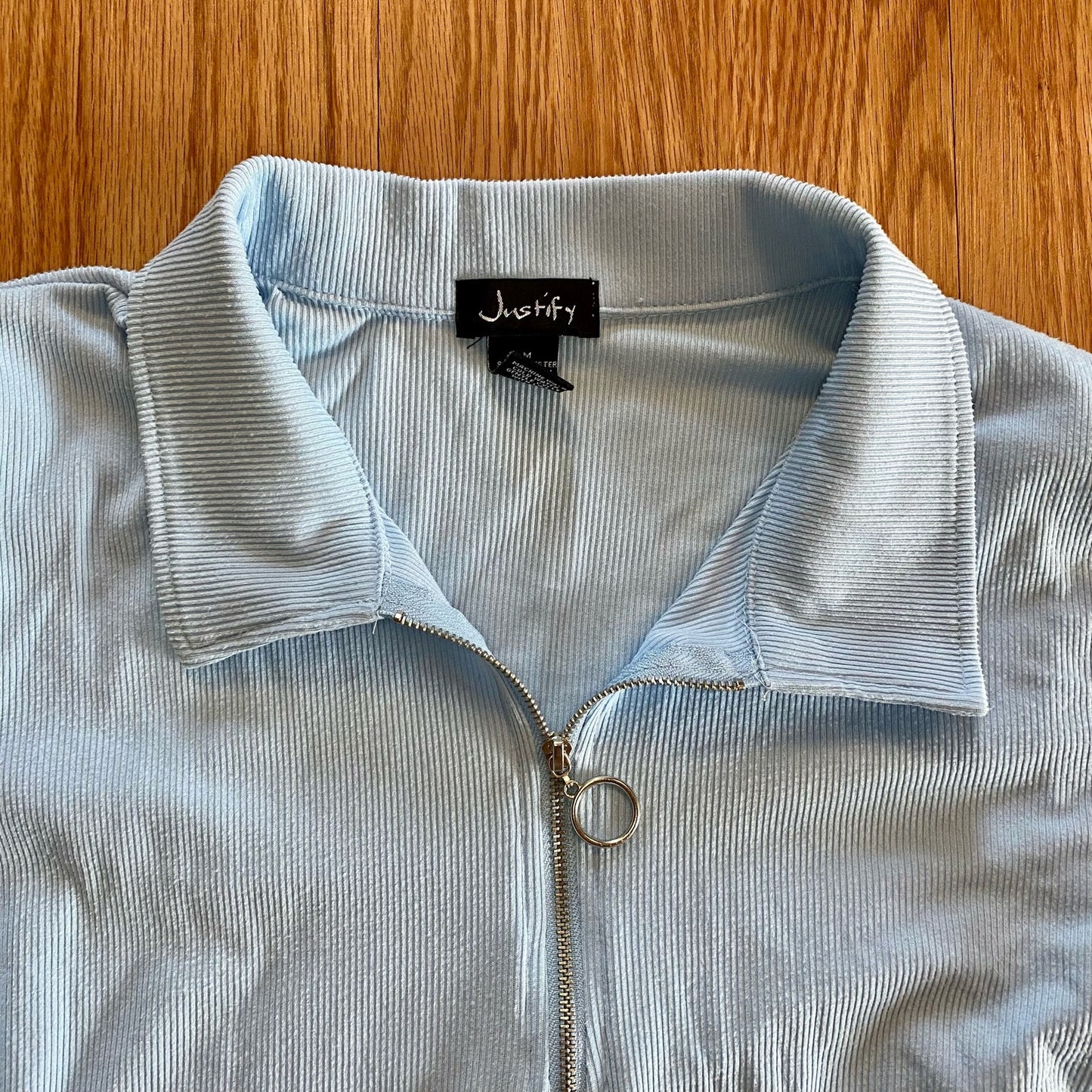 Justify Zip Blue Polo Mini Shirt Dress Juniors Medium Womens XSmall