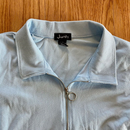 Justify Zip Blue Polo Mini Shirt Dress Juniors Medium Womens XSmall