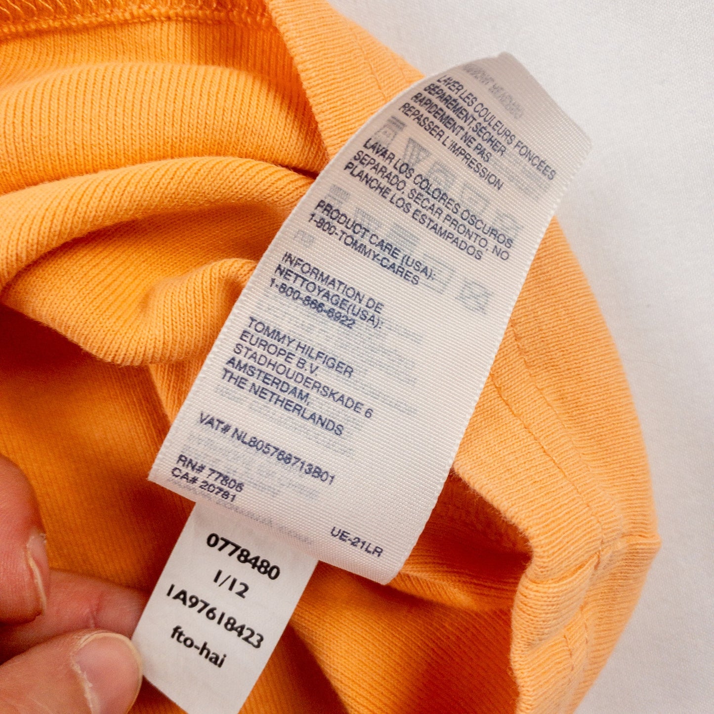 Tommy Hilfiger Orange Peach V Neck Tee Shirt Womens Medium