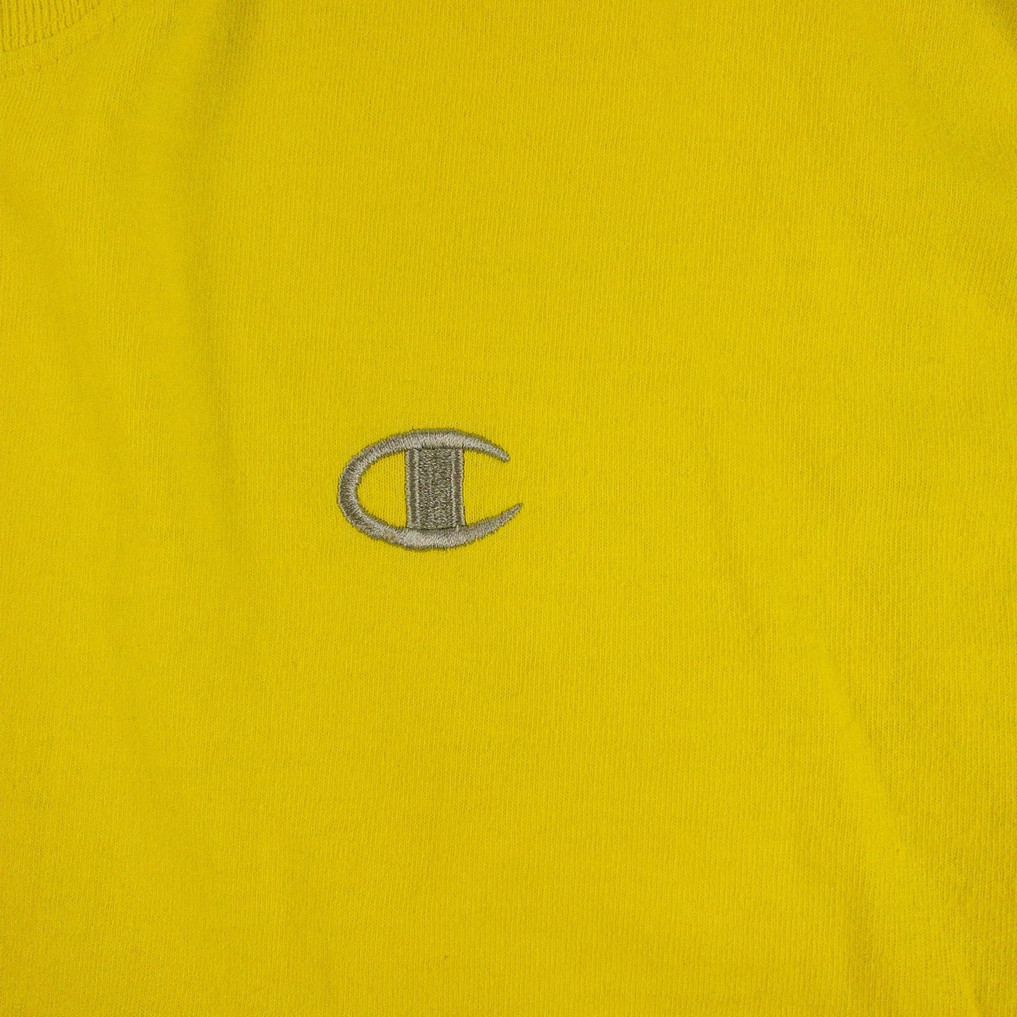 Champion Vintage Bright Yellow Logo Tee Shirt Top Mens Small / Medium