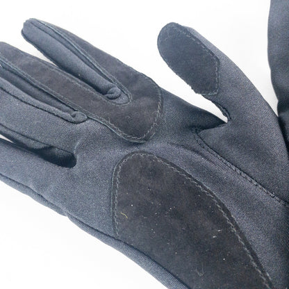 Totes Isotoner Black Leather Patch Nylon Gloves Womens Small 6