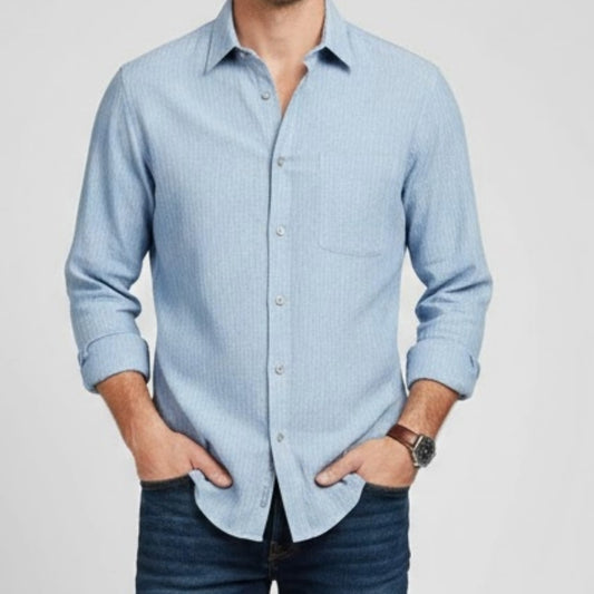 Merona Vintage Gray Crinkled Minimalist Button Slim Shirt Mens Small / Medium