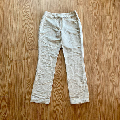 Hugo Buscati Designer Slim Neutral Tan Silk Dress Pants Womens 6