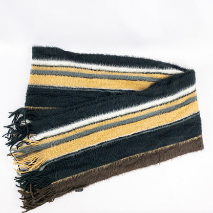 Cejon Brown Black White Striped Soft Scarf Unisex Men Women One Size