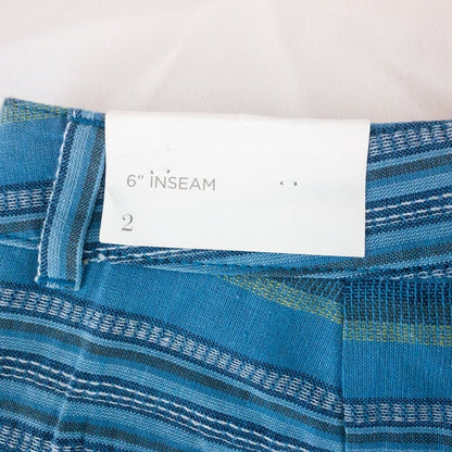 Ann Taylor LOFT Striped Blue Green White Mini Shorts Womens Size 2