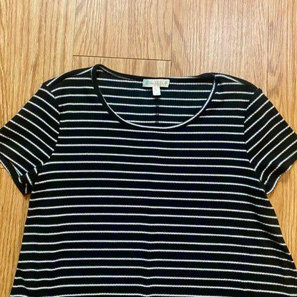 Love Fire Black White Striped Comfy A-Line Swing Dress Womens Medium