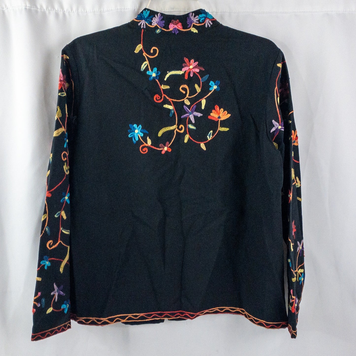 BFA Classics Black Embroidered Flower Jacket Womens Medium