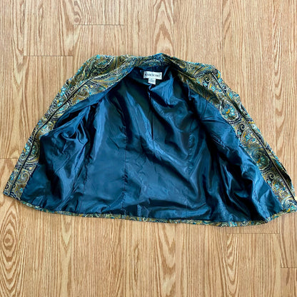 Brownstone Studio Vintage Gold Teal Paisley Jacket Womens Small