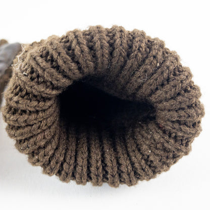 Interpur Vintage Brown Knit Fabric Vinyl Patch Gloves Womens One Size
