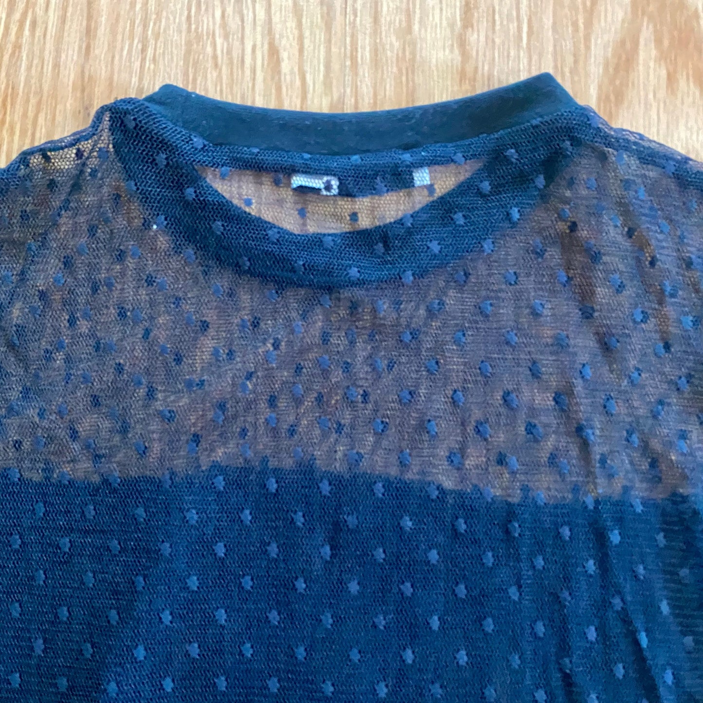 Lush Sheer Black Lace Whimsygoth Polka Dot Top Womens Small
