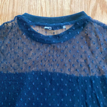 Lush Sheer Black Lace Whimsygoth Polka Dot Top Womens Small