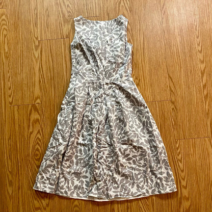 Isaac Mizrahi Target Gray Floral Pleated Midi Dress Womens 6 Small