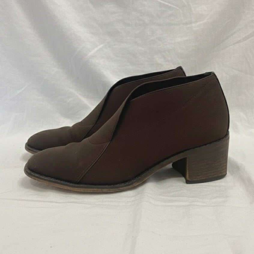 Larry Stuart Vintage Brown Knit Heel Ankle Booties Boots Womens 8