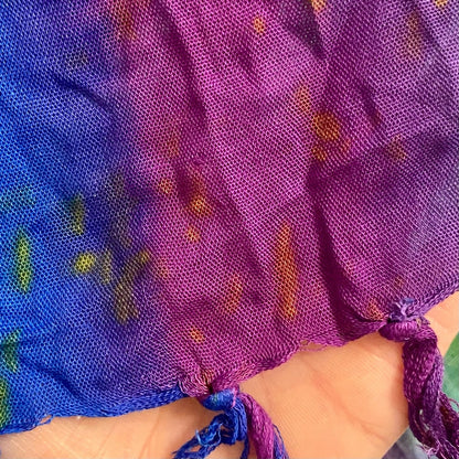 Multicolor Handmade Green & Purple Stripe Tassel Scarf Womens One Size