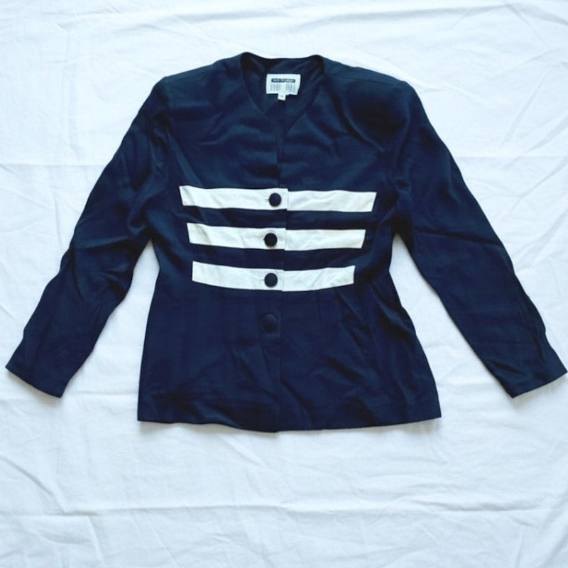 Lori Snyder Dani Max Vintage Black Striped Blazer Jacket Womens Medium / Large