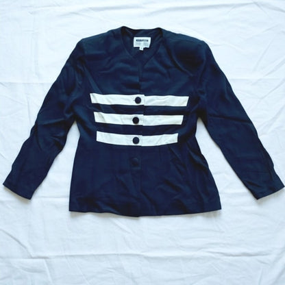 Lori Snyder Dani Max Vintage Black Striped Blazer Jacket Womens Medium / Large