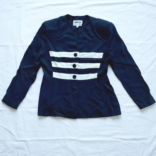 Lori Snyder Dani Max Vintage Black Striped Blazer Jacket Womens Medium / Large