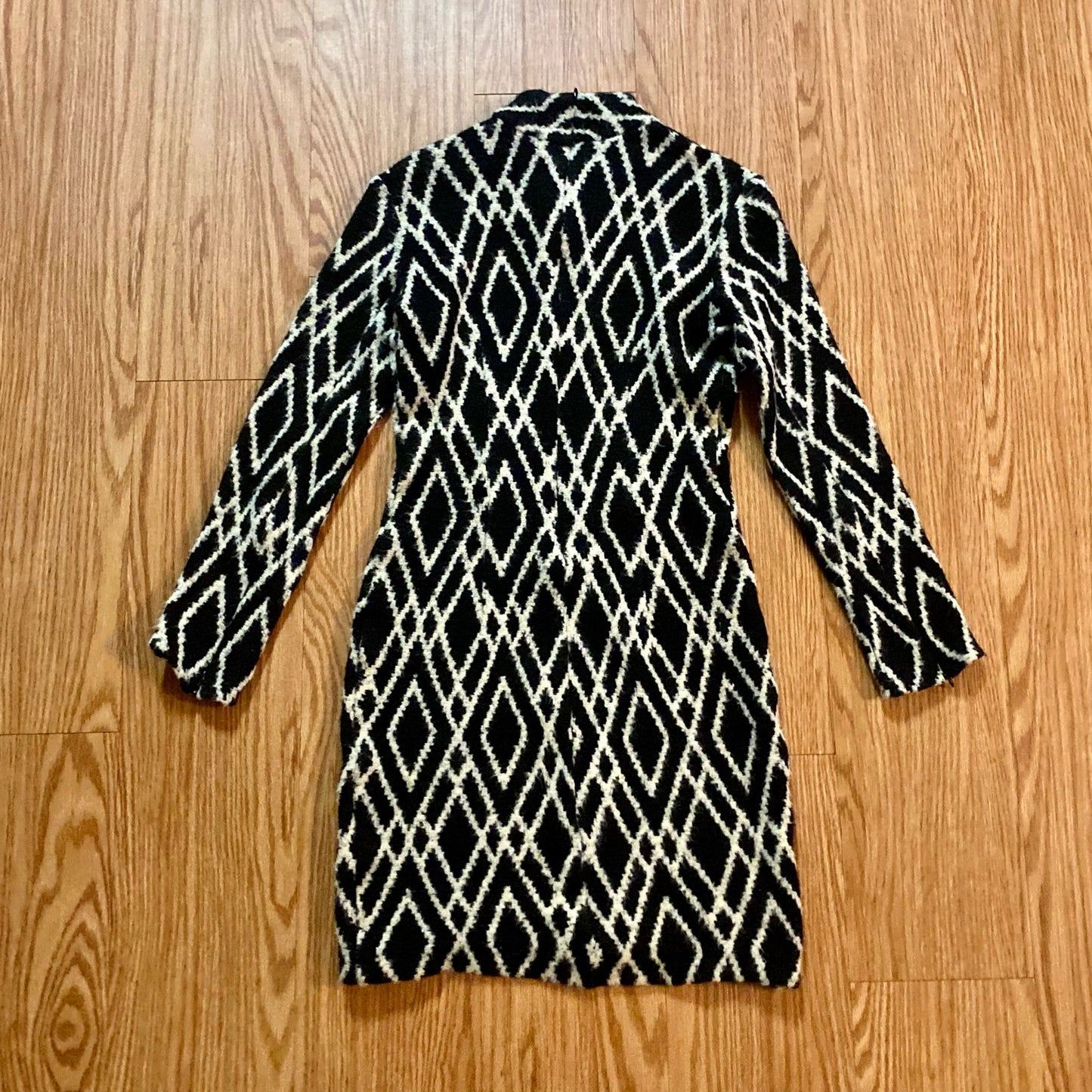 Tucker Black White Diamond Stripe Mini Sweater Dress Womens Small