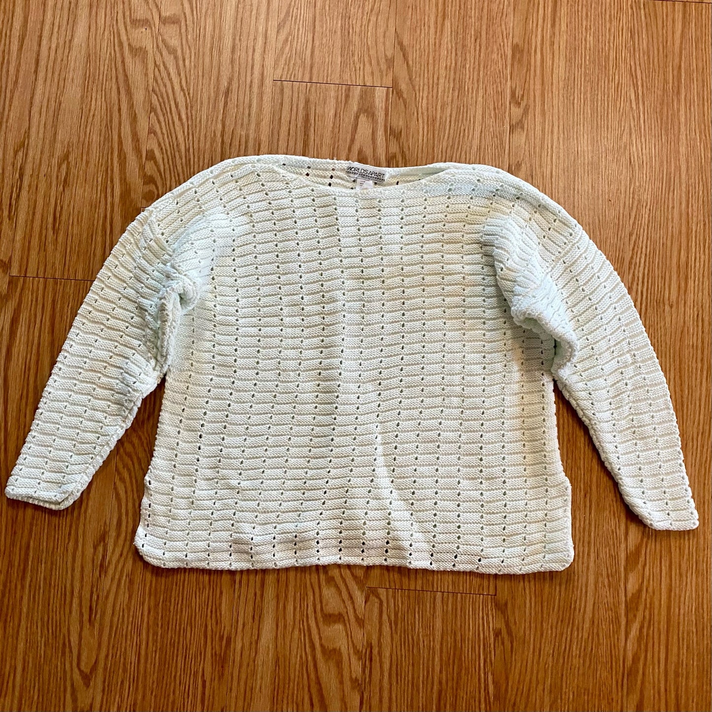 Worlds Apart White Minimalist Knit Sweater Womens Small