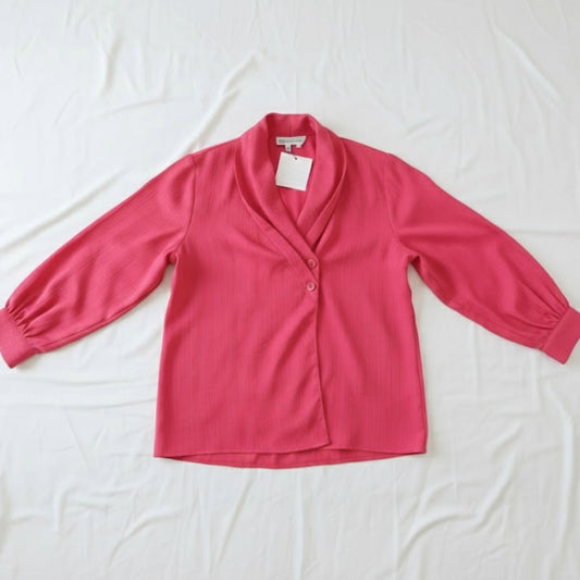 Laura & Jayne Vintage Red Shawl Collar Blouse Shirt Womens 14 Large