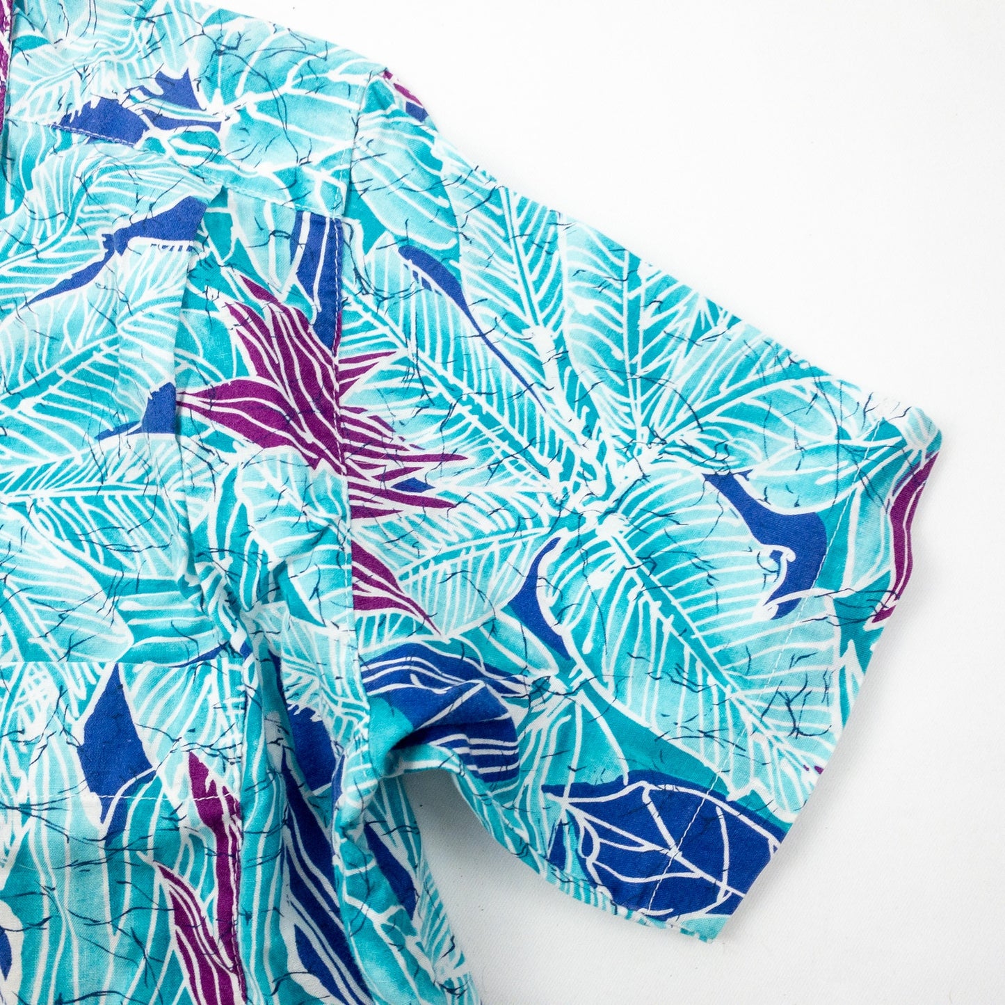 Sandra Ingrish Sport Vintage Hawaiian Blue Purple Shirt Womans Small Unisex