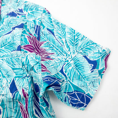 Sandra Ingrish Sport Vintage Hawaiian Blue Purple Shirt Womans Small Unisex