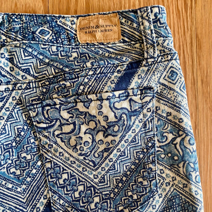 Ralph Lauren Denim & Supply Blue Paisley Bandana Skinny Jeans Womens 28