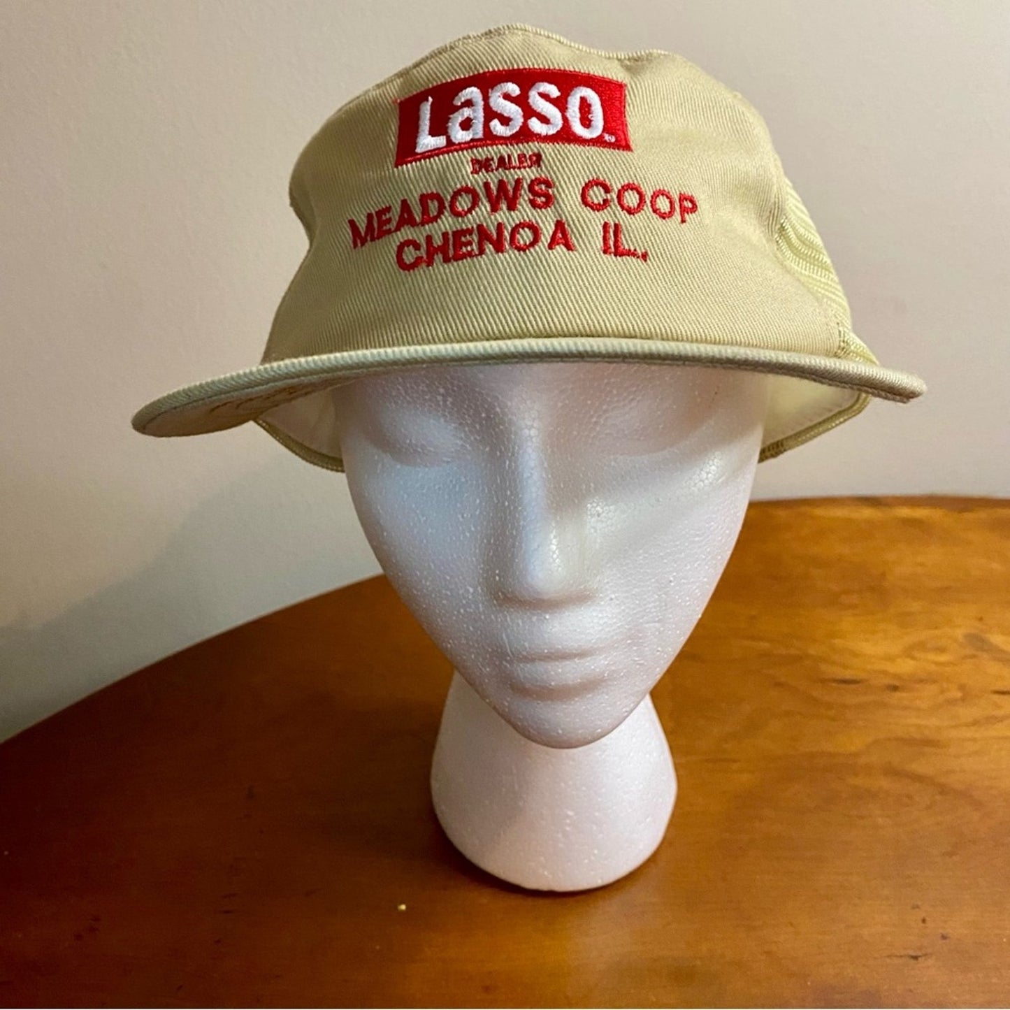Swingster Vintage Lasso Dealer Illinois Tan Trucker Hat Unisex Mens One Size