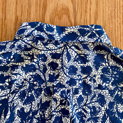 Ann Taylor Blue Teal Floral Button Shirt Womens Medium