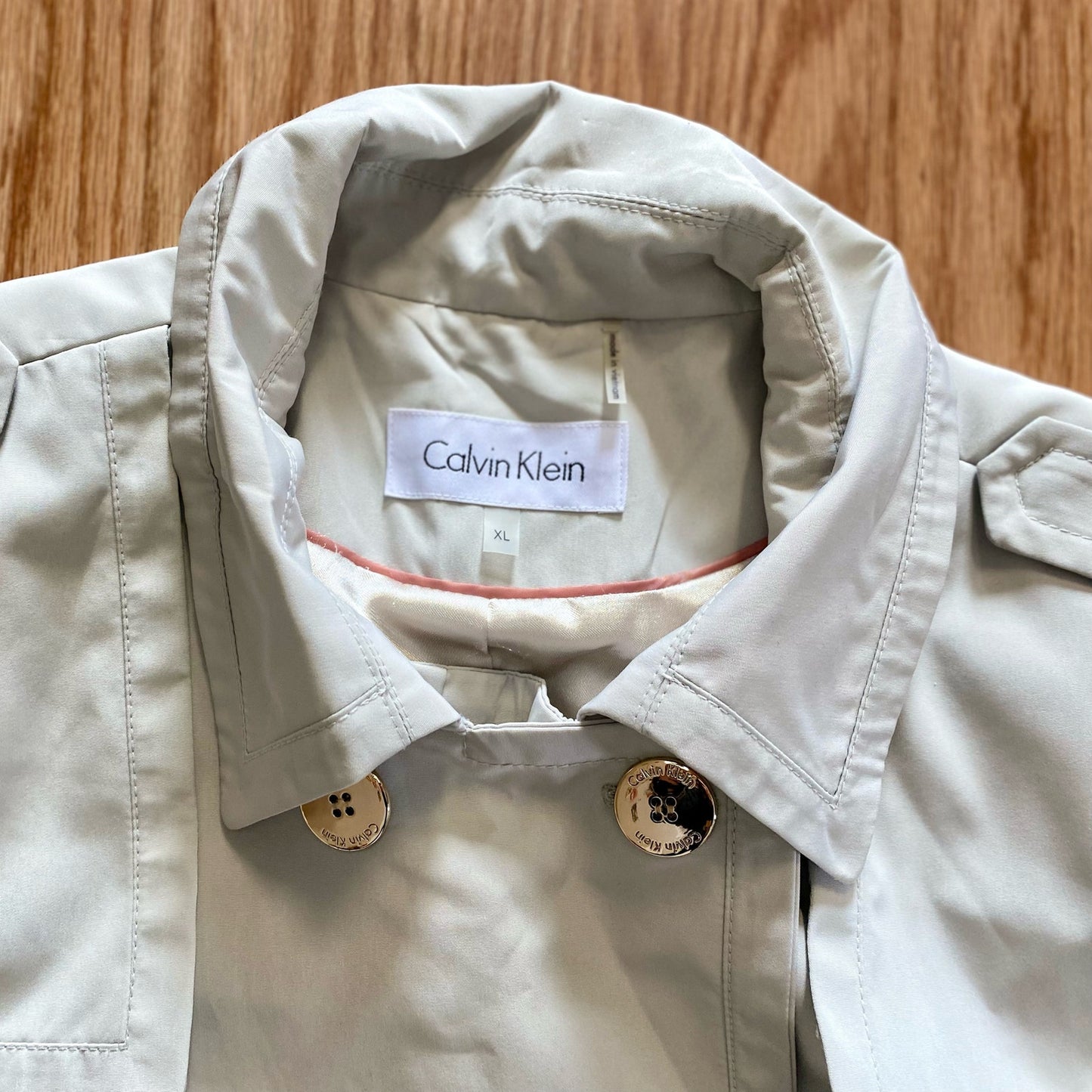 Calvin Klein Long Tan Trench Coat Womens XLarge