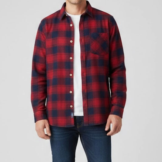 Burnside Red Blue Plaid Flannel Shirt Unisex Mens Small Womens Medium