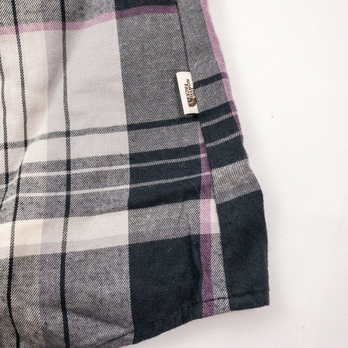 The North Face Berkeley Gray Plaid Organic Cotton Flannel Shirt Womens Medium