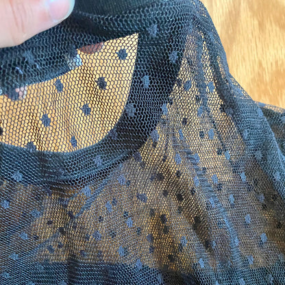Lush Sheer Black Lace Whimsygoth Polka Dot Top Womens Small