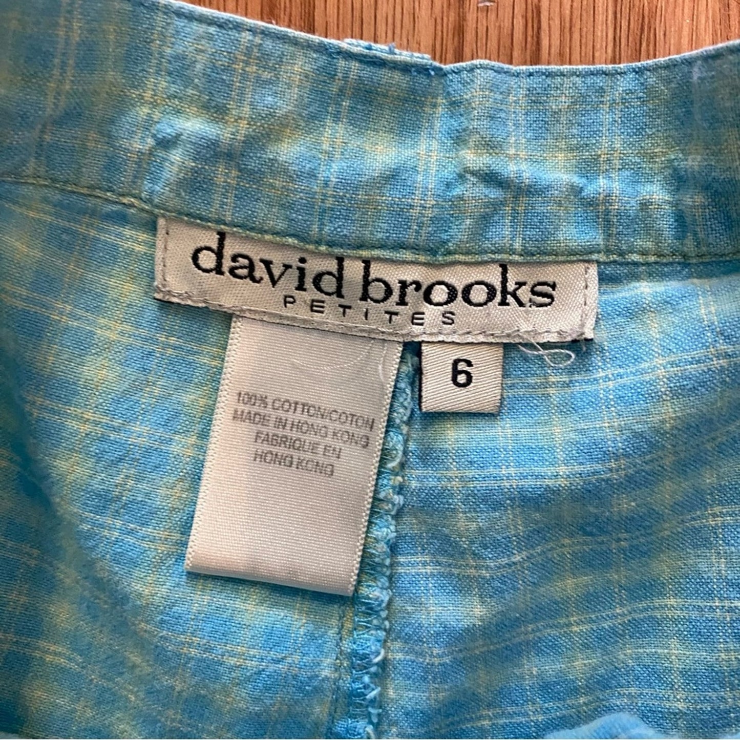 David Brooks Petites Vintage Blue Checkered High Rise Shorts Womens 0-2 XSmall