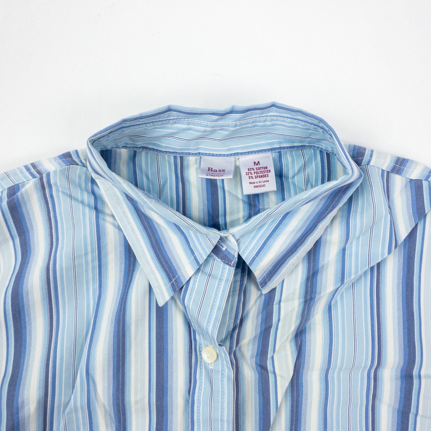 GH Bass & Co Blue White Striped Button Blouse Shirt Womens Medium