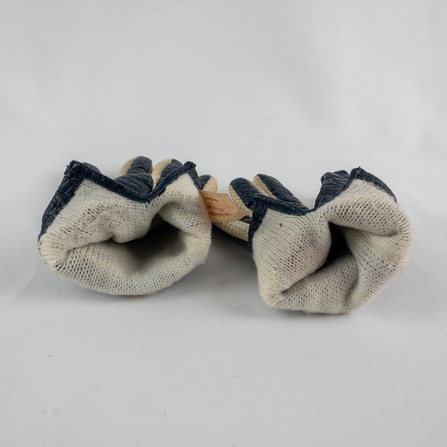 Aris Snuggler Vintage Blue Beige Vinyl Knit Gloves Womens One Size