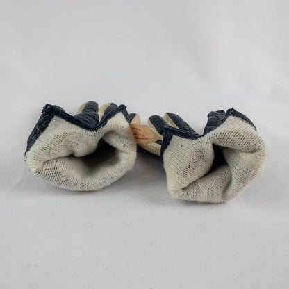 Aris Snuggler Vintage Blue Beige Vinyl Knit Gloves Womens One Size