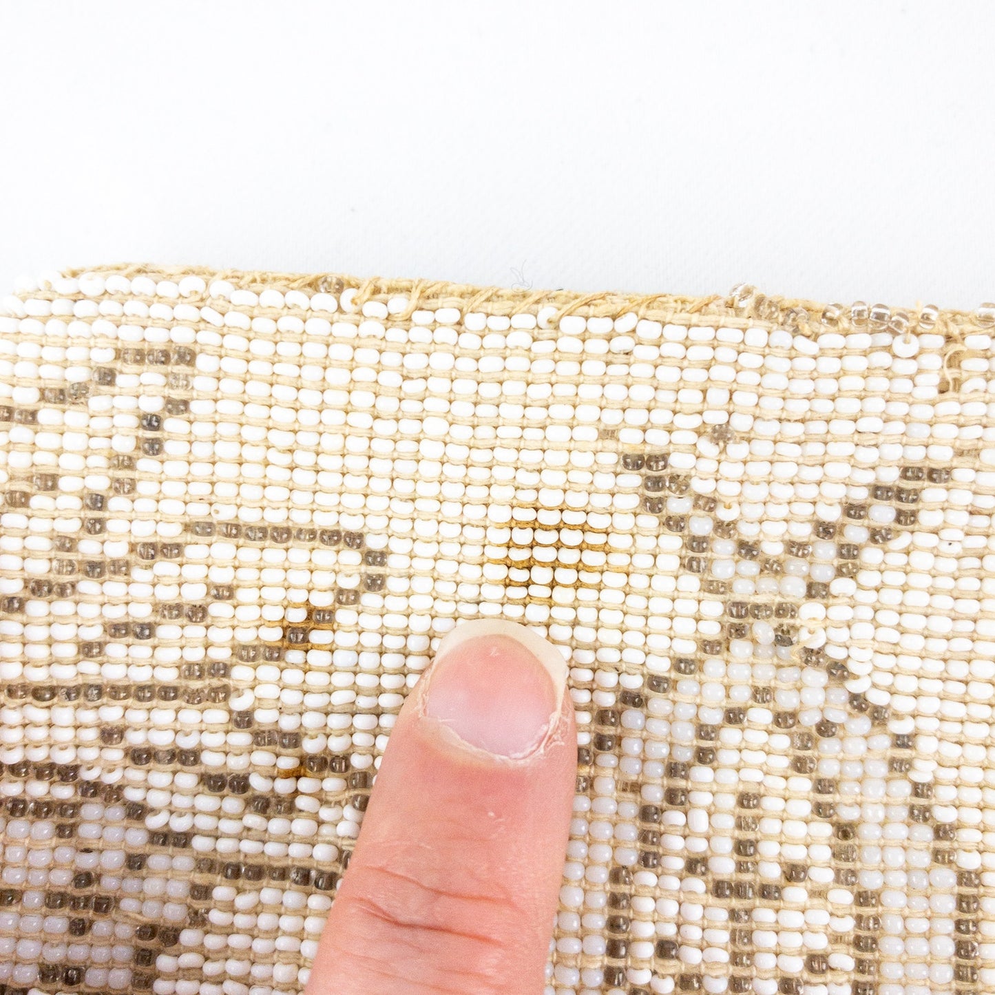 Vintage Handmade White Czechoslovakian Art Deco Beaded Clutch Women One Size