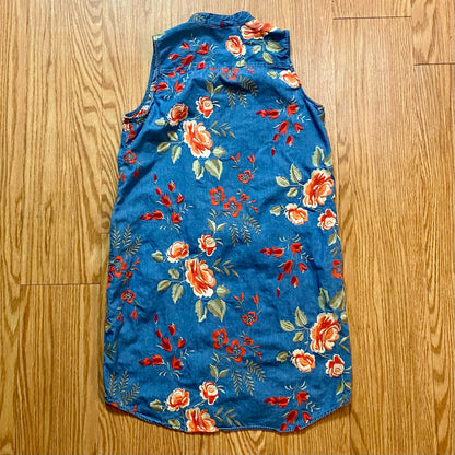 Beige by ECI Blue Floral Embroidered Dress Womens 8