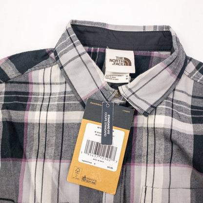 The North Face Berkeley Gray Plaid Organic Cotton Flannel Shirt Womens Medium