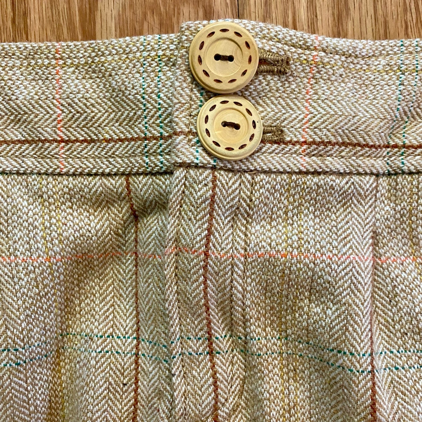 Fossil Tan Plaid Wool Blend Tweed Mini Skirt Womens 4