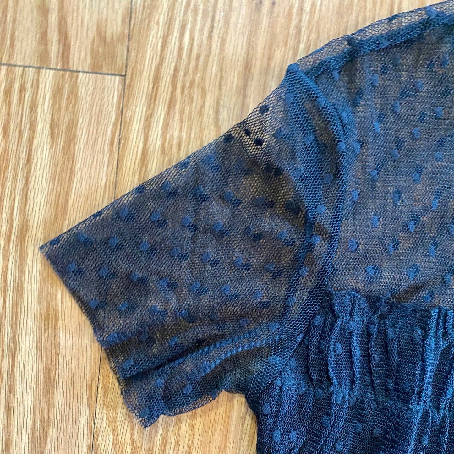 Lush Sheer Black Lace Whimsygoth Polka Dot Top Womens Small