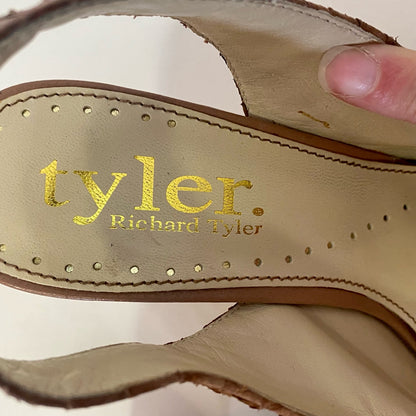 Richard Tyler Vintage Riesling Brown Snake Skin Glam High Heel Shoes Womens 7.5